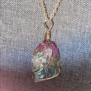 NEW Hand Wire Wrapped Colored & Dyed Clear Quartz PENDANT on Chain